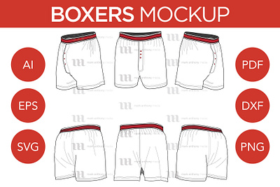 Boxers - Vector Template Mockup briefs