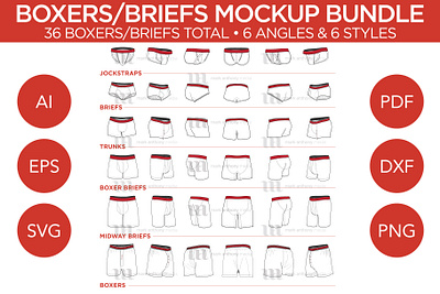 Boxers/Briefs Bundle - Vector Template Mockup jockstraps