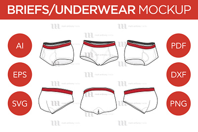 Briefs/Underwear - Vector Template Mockup briefs