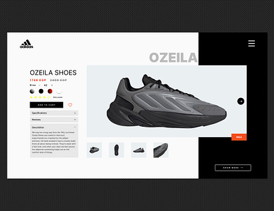 Daily UI 12 | E-commerce Single item adidas black e commerce shoes shop ui ux web design
