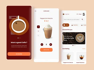 Coffecino | UI Mobile Design branding design illustration logo mobile app mobile ui ui ui design ux web