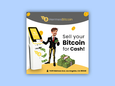 Hermes Bitcoin Banner Design | Social Media Design awesome banner banner bazaar bannerbazaar bitcoin cash classy creative banner design google ad banner illustration instagram latest logo modern new post social media ads social media banner trending