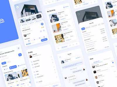 Hoomey App apartment app boardinghouse buy design family home house illustration kost live living mobile mobileapp realestate rent ui uiux website