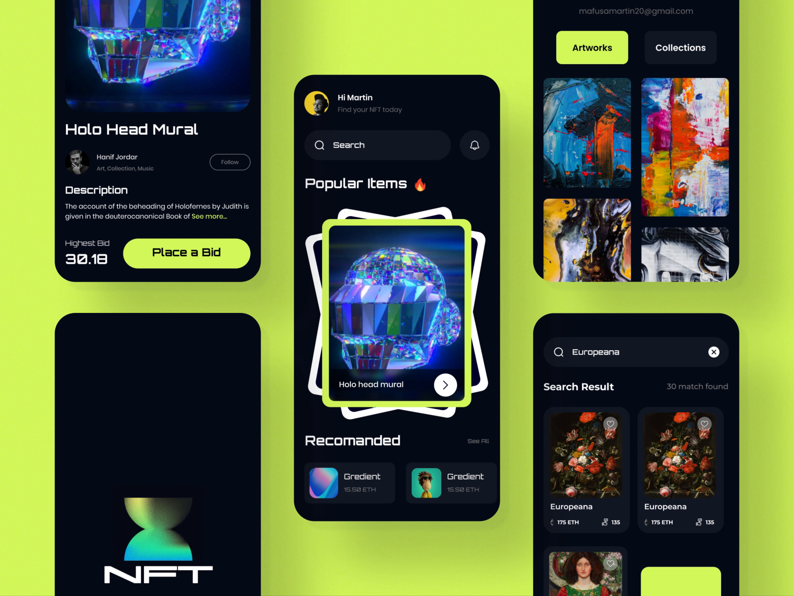Example of NFT Marketplace Mobile app design - NFT