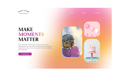 Homepage Party Planner app branding button contact contact me daily 100 challenge dailyuichallenge design google homepage illustration image images logo party rate title ui ux web