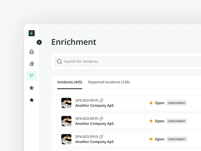 Enrichment list copyright design figma filter interface design light ui list list view menu platform product design search bar side panel sketch top section ui uiux ux wireframe