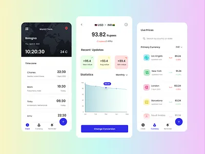 Currency Clock clock currencyconvertor mobileapplication neumorphism raashmi ui