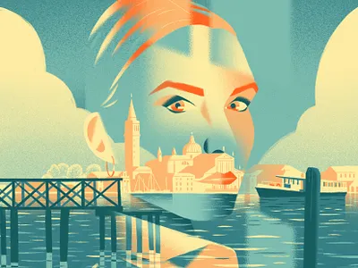 Venice's face city eyes face illustration italy portrait reflection sea skyline venice women