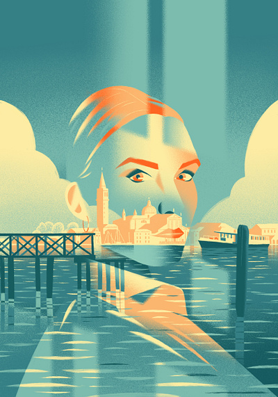 Venice's face city eyes face illustration italy portrait reflection sea skyline venice women