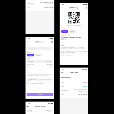 On-chain deposit and withdrawal of USDT blockchain ui