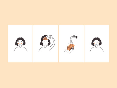 Brain wash brain brainwash brainwashing character girl happy healing health icon illustration manual mental mind mindset reminder sad self care vector wash woman