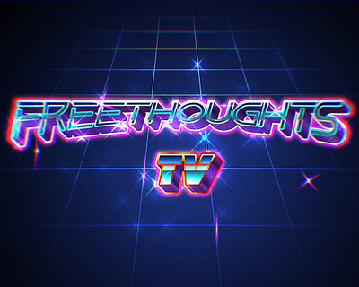 FreeThoughtsTv Retrowave Logo 3d animation branding graphic design logo motion graphics ui