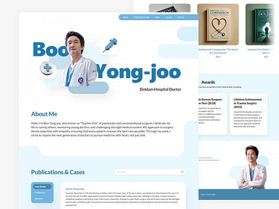 Doctor Portfolio Landing Page blue doctor hospital landing page landing page design medicine portfolio portfolio landing page professor publication ui web design website website design