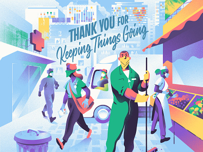 Facebook - Fronline workers illustration texture vector vectorart