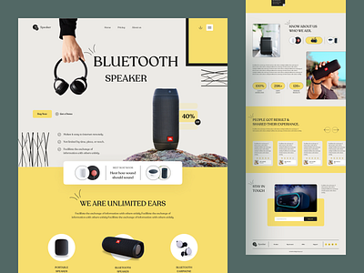 Portable Speaker Store Website Landing Page. audio bluetooth bluetooth speaker clean colorful ecommerce headphone home page landing page minimal modern music online store portable speaker sakib sound speaker ui web website