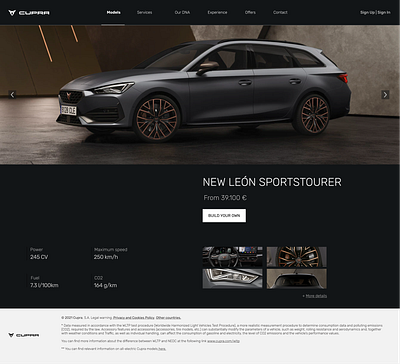 Seat Cupra homepage black car homepage ui design ux design web design