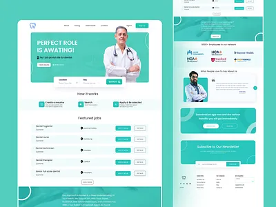 Dentist job portal landing page dental illustration landingpage logo medical ui ux