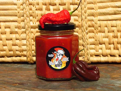 Label for Chilli Sauce on a jar branding design drawing graphic design illustration logo