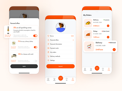 Winetime Food store - Mobile App app design food food delivery ios mobile app uiux