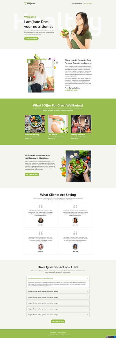 Nutritionist Consultancy graphic design illustration ui website design