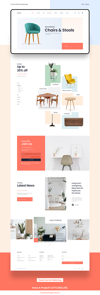 Furniture Web Landing Page figma landing page ui ui design uiux web design