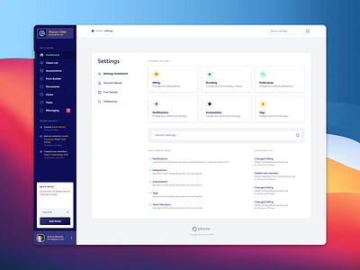 Plannr - Settings app clean design finance fintech interface ui