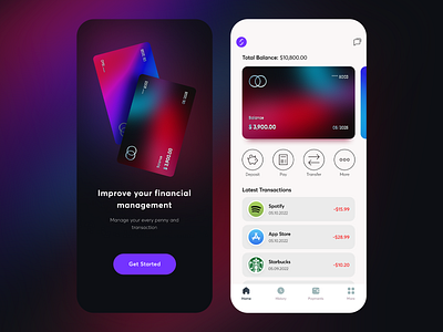 Finance app | Fintech App | Wallet app design bank banking app card clean design credit card financial fintech mobile app mobile design mobile ui online bank pay vault wallet