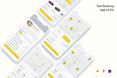 Taxi Booking App UI Kit app book booking design driver gprs gps map taxi tracking uber ui ui design ui kit ux