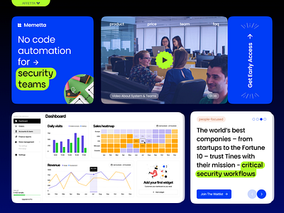 Memetta — No Code Automation For Security Teams atomic system cards design dev tool exploration landing minimal no code nocode product product page saas startup tempalte ui ux web