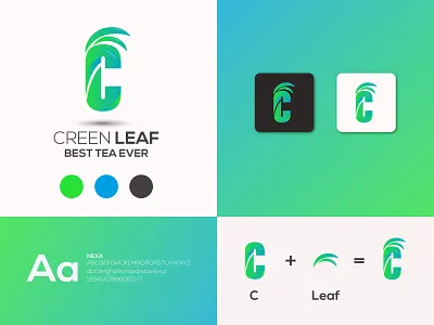 Creen Leaf gradient logo brand identity graphic design logo logo design vector