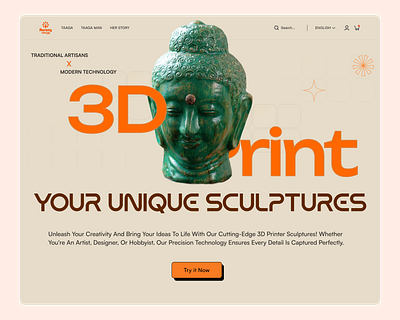 3D Printing Company Hero Section Design 3d printing hero section design ui design uxinspiration web design