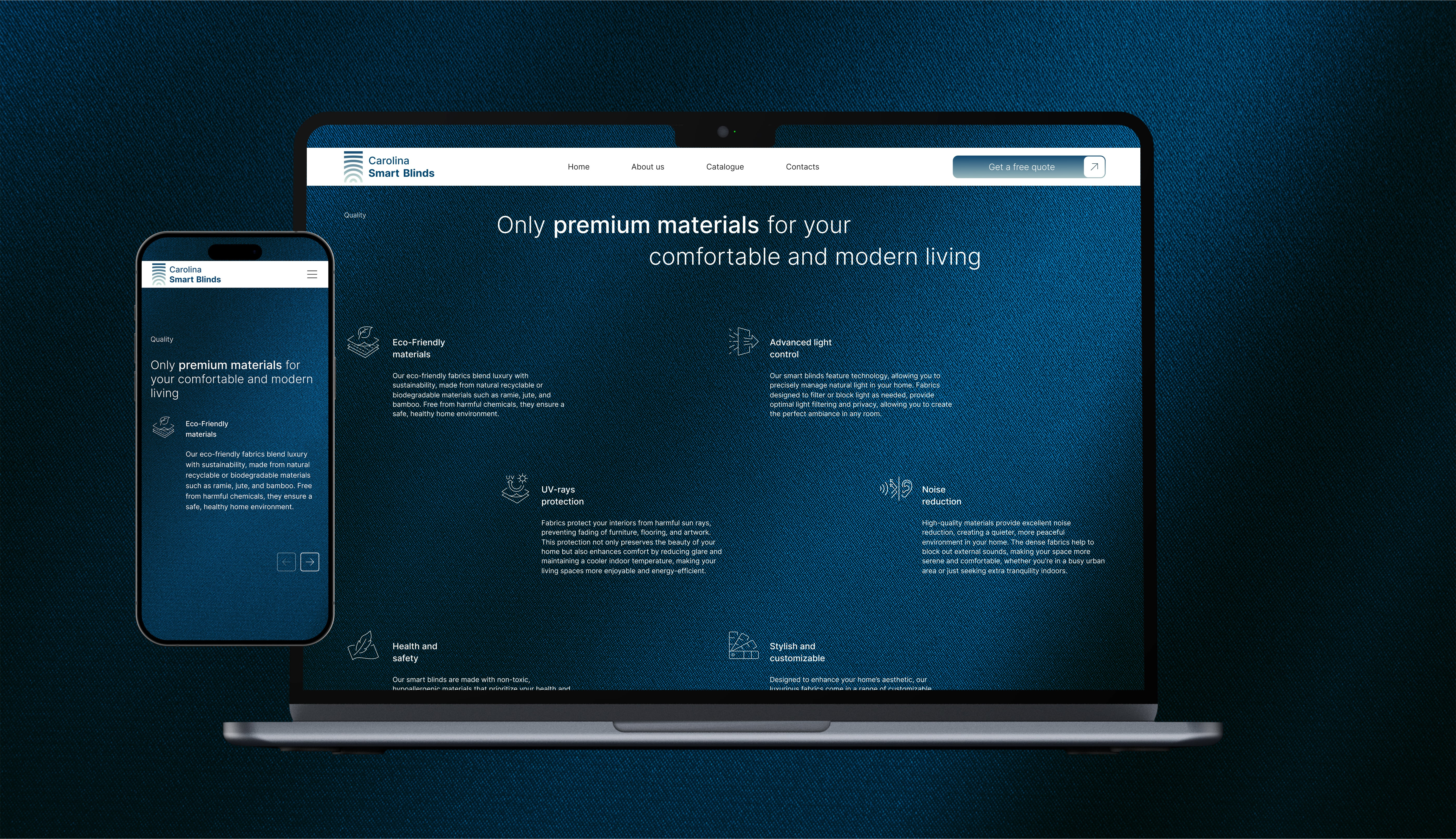 Carolina Smart Blinds - Quality branding business corporate design landing page real estate responsive uxui webdesign webpage website