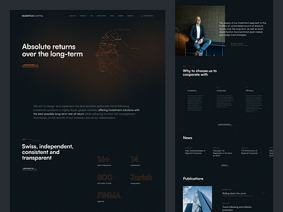 Investment Company app design dark dark theme design front end development invest investment investment company orange ui ui design ux ux design ux strategy webdesign