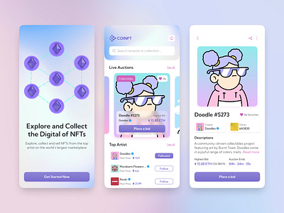 COINFT bitcoin crypto dailyui ethereum mobile nft nfts ui user interface visual design