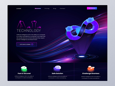 Artificial intelligence Landing Page UI Design ai artificial artificial intellegence clean design futuristic game gradient illustration imagination landing page metaverse minimal minimalist ui ui ux uiux web ui website landing page website ui