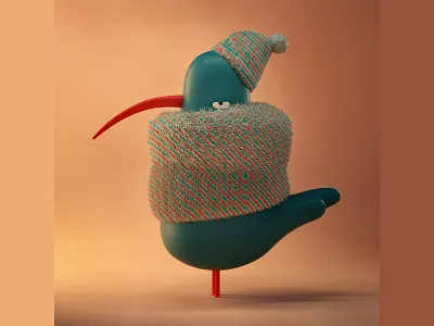 Winter 3d bird cha character cinema4d diseñodepersonaje funny graphic design illustration personaje