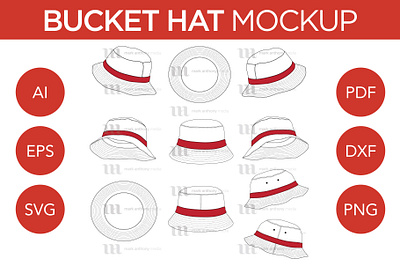 Bucket Hats - Vector Template Mockup bucket