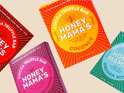 Honey Mama's bee cocoa graphic honey packaging rays trufflebar vector woodcut