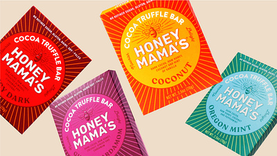 Honey Mama's bee cocoa graphic honey packaging rays trufflebar vector woodcut