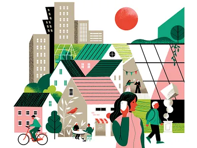 City Life architecture art city culture habitat illustraton urban farming urban life urban nature urban planning