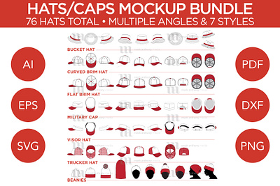 Hats/Caps Bundle - Vector Mockup Template hats