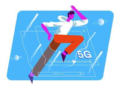 5g speed 5g artwork branding design design art drowning illustration illustrator internet logo man ranning ui vector art