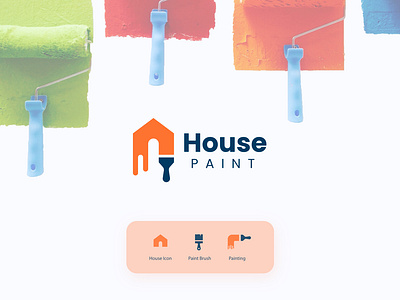 House Paint Logo Design best logo design branding creative logo creative logo design design flat colour logo design graphic design home icon logo design house paint logo house painting logo iconic logo design logo logo design minimal logo minimal logo design paint company logo paint logo simple logo design technology logo design vector logo design