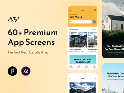 Real Estate App - AURA app app design app ui app ui kit free ui resource real estate real estate app ui kit ui resource uihut