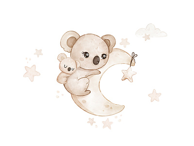 Koala Moon character children cute design illustration koala pattern pattern design textile