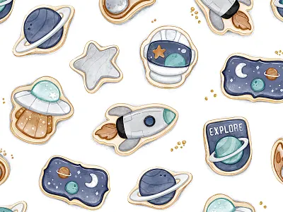 Cosmo Cookies pattern design children cute fabric illustration illustrator kids nursery pattern pattern design textile textile pattern