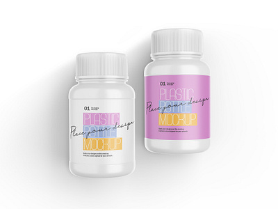 Plastic Container / Pills Bottle - PSD Mockup blender 3d container editable health medical package photoshop pills bottle plastic product mockup psd mockup supplement template vitamins