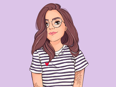 Autoportrait avatar character children cute girl illustration portrait profile illustration woman