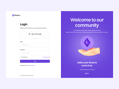 Bischen: Login dashboard dashboard app dashboard ui design interface landing landing page landing page design landing page ui log in login login form modern purple sign up typography ui user interface design web