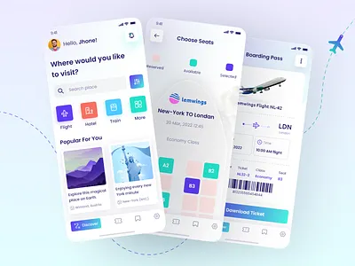 Ticket Booking App design latest design new plane booking app ticketary ticket booking app travel app ui ui ux